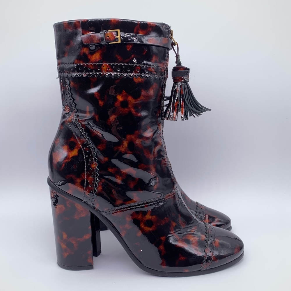 Tory Burch Huxley Tortoise Tassels Front Zipper Ankle Booties | Size: 9.5M - Picture 1 of 16